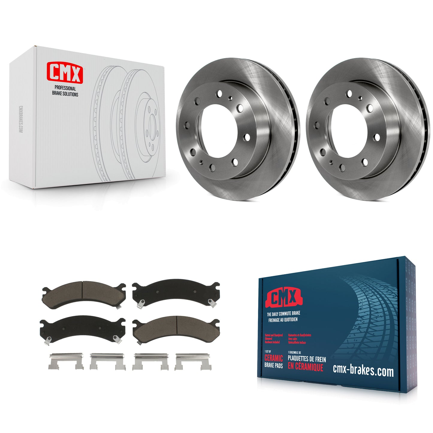 [Avant] Kit de Disque et plaquette (céramique) de frein pour Chevrolet Silverado 2500 HD GMC Express 3500 Sierra Cadillac DeVille Savana Hummer H2 Classic 1500 Suburban Yukon XL Avalanche K8C-100135