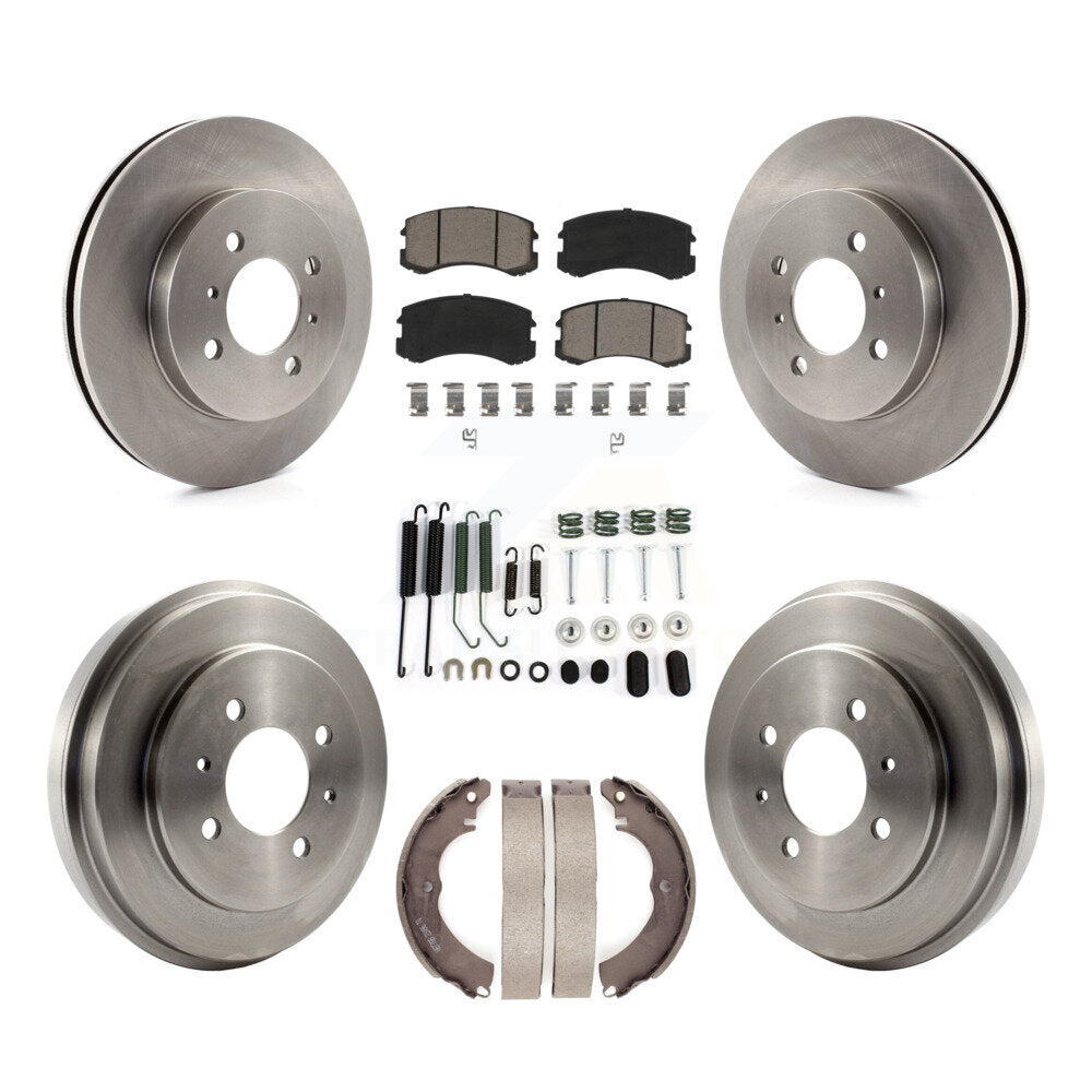 [Avant + Arrière] Kit de Disque et plaquette (céramique) de frein pour 2007 Mitsubishi Lancer LS Diamond avec 14" Factory Wheels K8C-102184