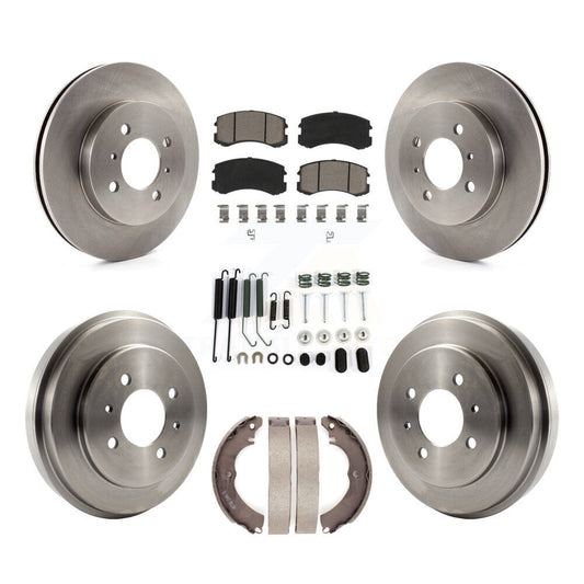 [Avant + Arrière] Kit de Disque et plaquette (céramique) de frein pour 2007 Mitsubishi Lancer LS Diamond avec 14" Factory Wheels K8C-102184