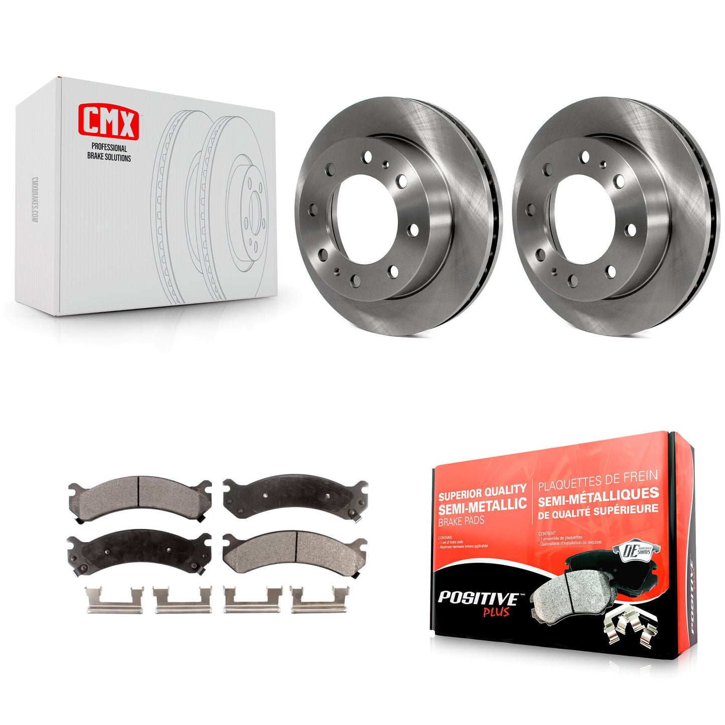[Avant] Kit de Disque et plaquette (semi-métallique) de frein pour Chevrolet Silverado 2500 HD GMC Express 3500 Sierra Cadillac DeVille Savana Hummer H2 Classic 1500 Suburban Yukon XL Avalanche K8F-100021