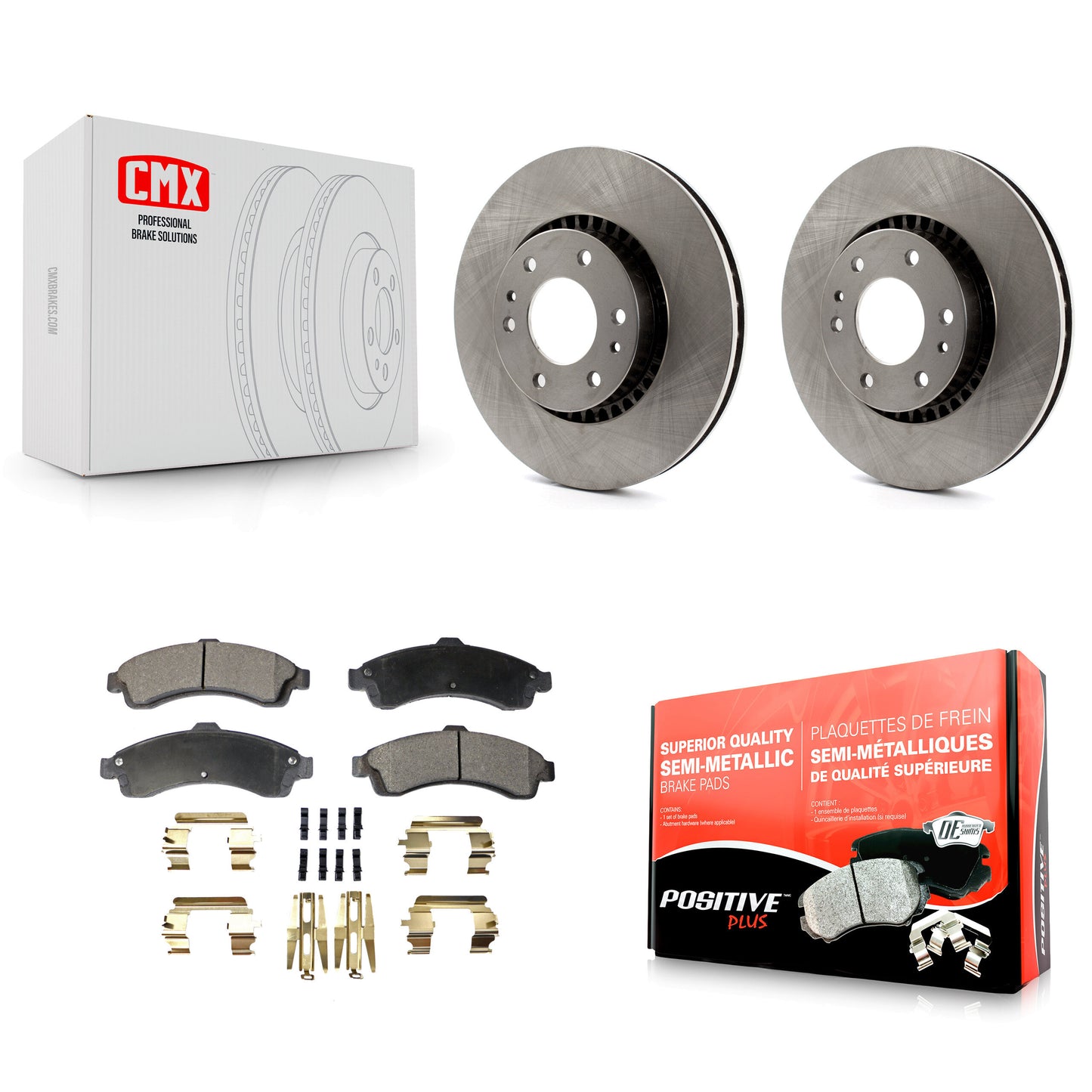 [Avant] Kit de Disque et plaquette (semi-métallique) de frein pour Chevrolet Trailblazer GMC EXT Envoy XL Buick Rainier XUV SSR Isuzu Ascender Saab 9-7x K8F-100027