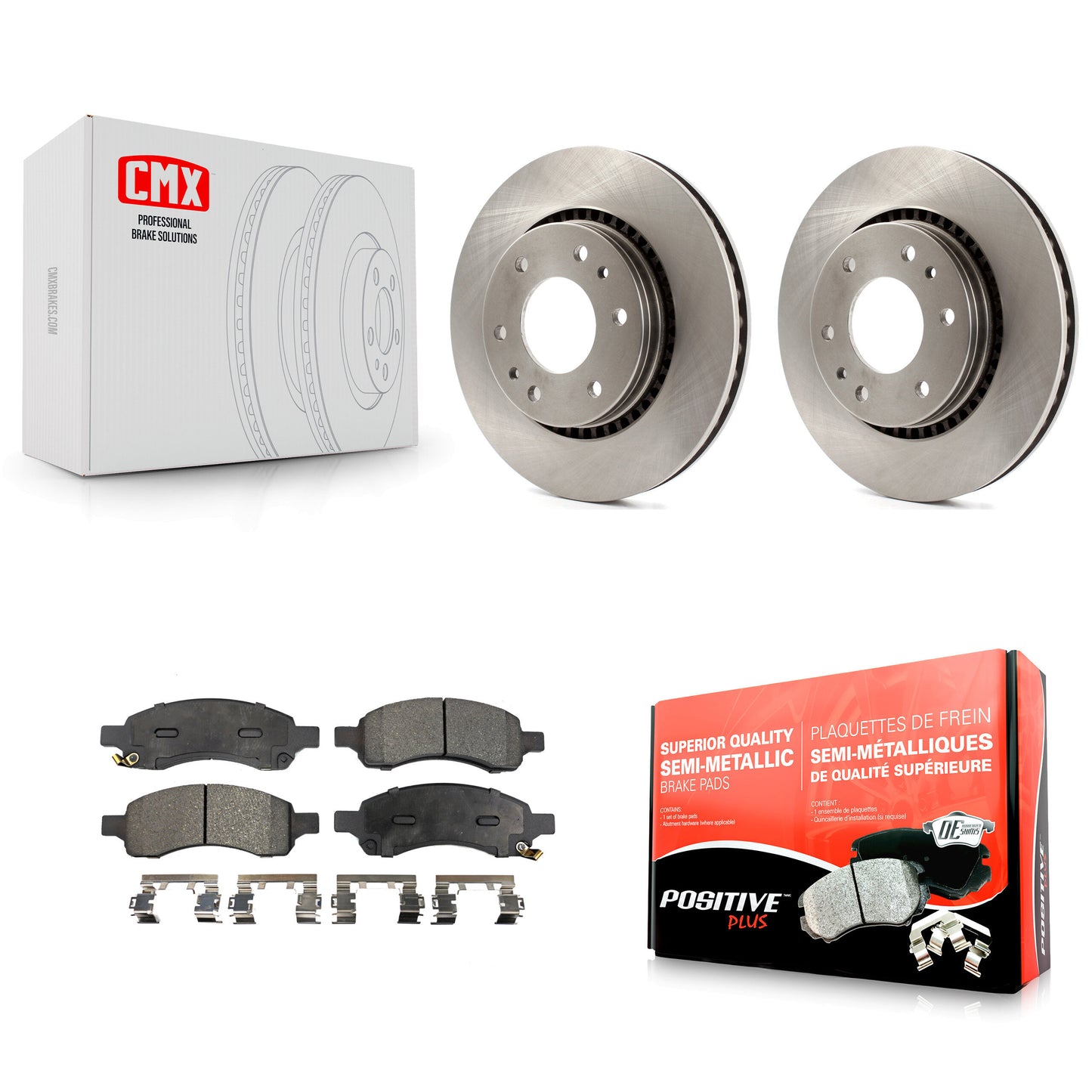[Avant] Kit de Disque et plaquette (semi-métallique) de frein pour Chevrolet Trailblazer GMC Envoy Buick Rainier Isuzu Ascender K8F-100053
