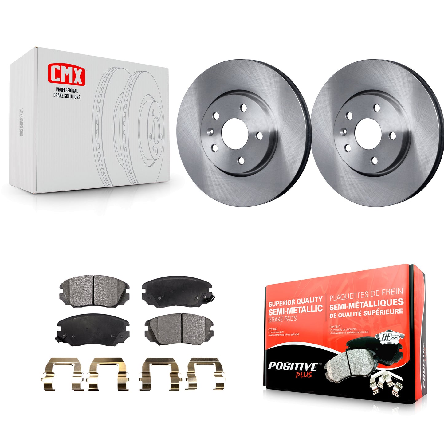 [Avant] Kit de Disque et plaquette (semi-métallique) de frein pour Chevrolet Equinox GMC Terrain Malibu Buick Impala LaCrosse Regal Limited Allure K8F-100076