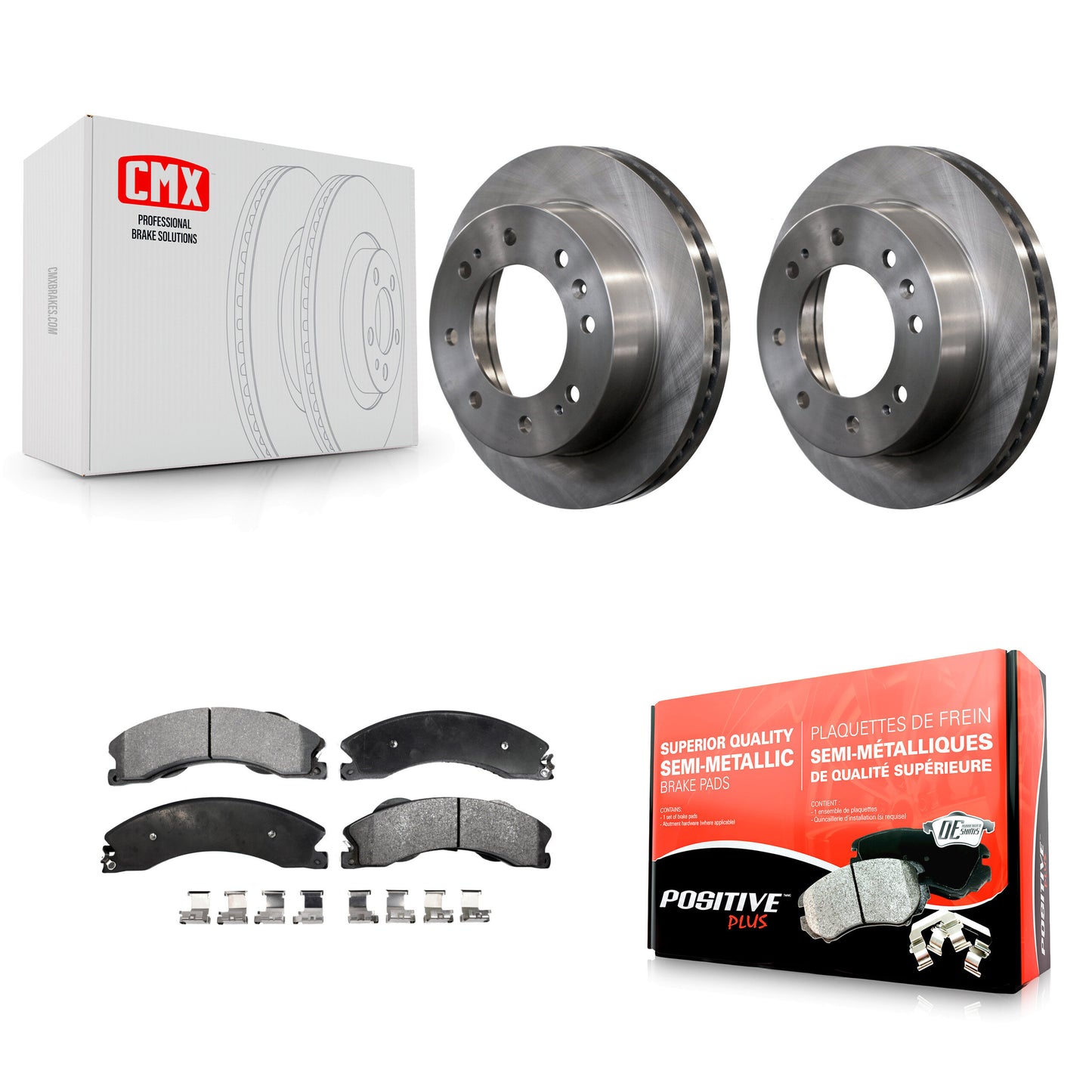 [Avant] Kit de Disque et plaquette (semi-métallique) de frein pour Chevrolet Silverado 2500 HD GMC Sierra 3500 Suburban K8F-100086