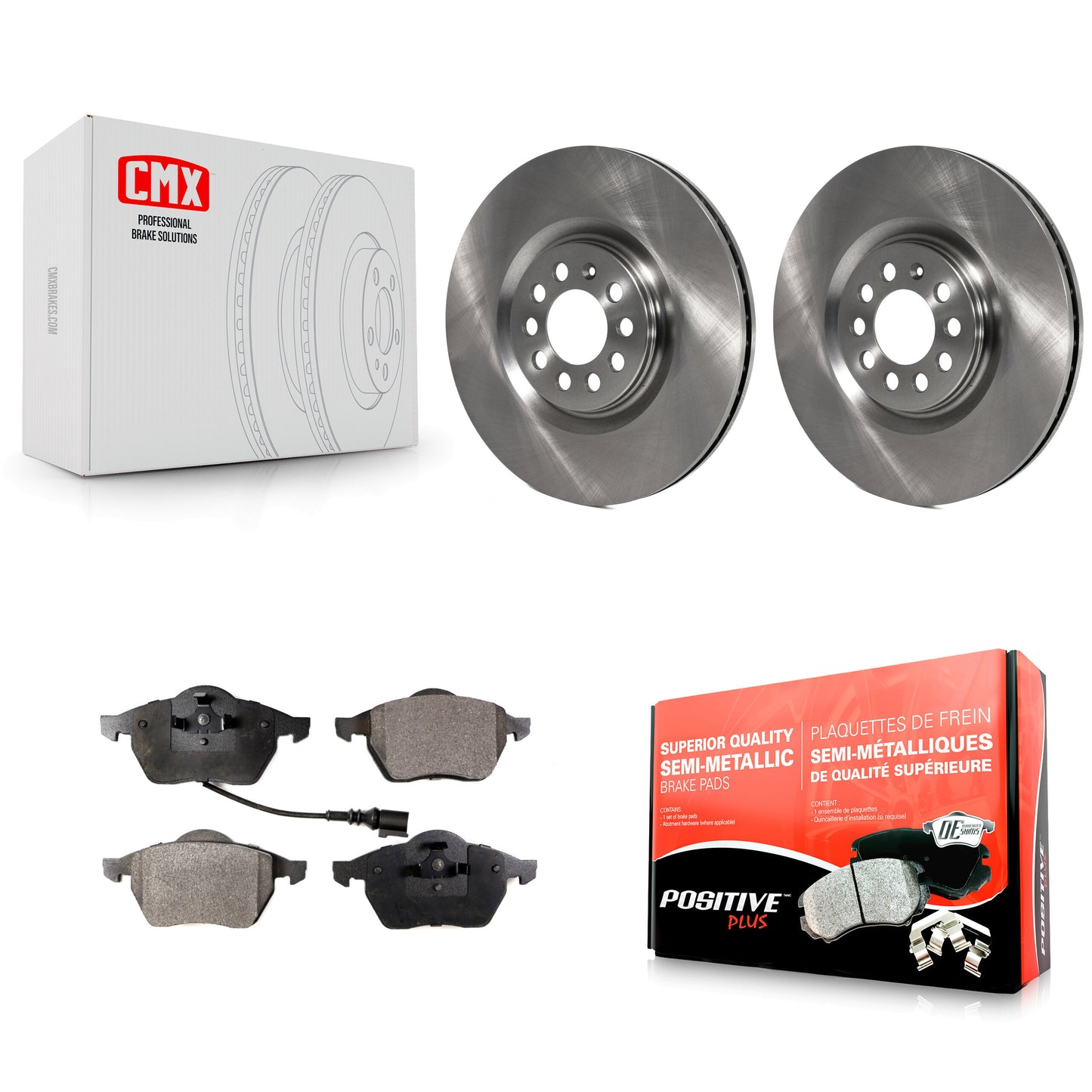 [Avant] Kit de Disque et plaquette (semi-métallique) de frein pour Volkswagen Jetta Audi Golf TT Quattro K8F-100340