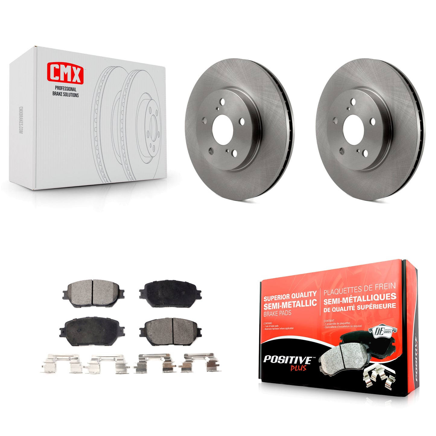 [Avant] Kit de Disque et plaquette (semi-métallique) de frein pour 2002-2004 Toyota Camry avec 296mm Diameter Rotor Straight Hat Design K8F-100362