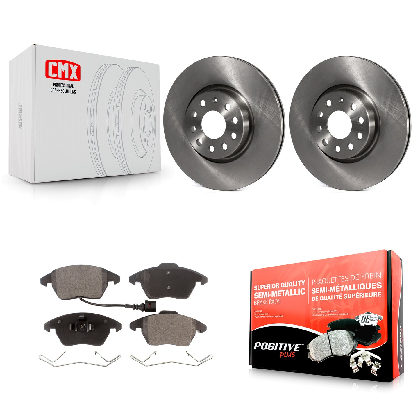 [Avant] Kit de Disque et plaquette (semi-métallique) de frein pour Volkswagen Jetta Beetle CC Passat GTI Eos Audi A3 TT Quattro Golf K8F-100434