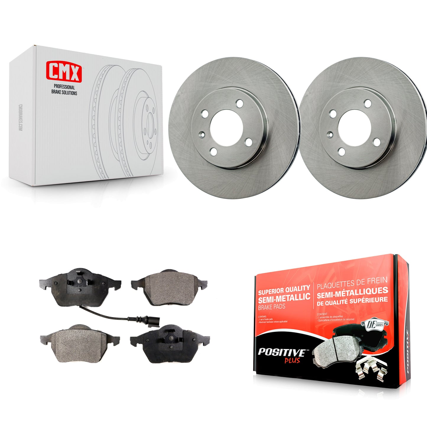 [Avant] Kit de Disque et plaquette (semi-métallique) de frein pour 1996-1998 Volkswagen Jetta 2.8L avec 256mm Diameter Rotor K8F-100645