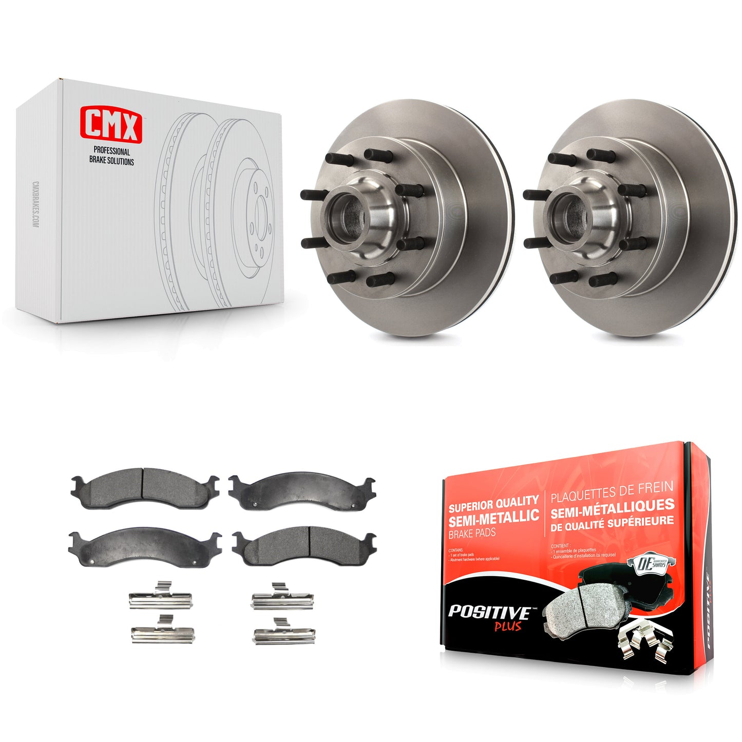 [Avant] Kit de Disque et plaquette (semi-métallique) de frein pour Ford F-350 F-250 E-250 Econoline E-350 Club Wagon Super Duty K8F-100669