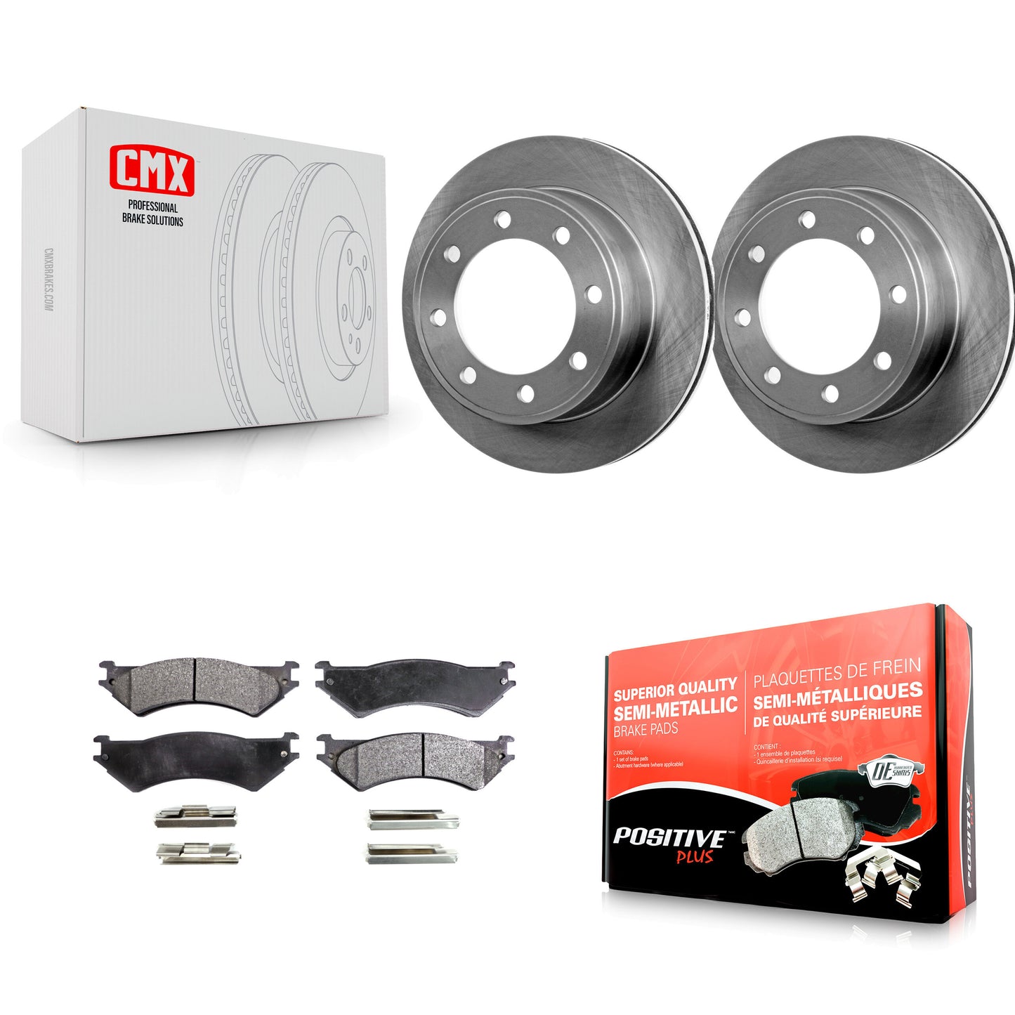 [Arrière] Kit de Disque et plaquette (semi-métallique) de frein pour Ford E-350 Super Duty E-250 Econoline Club Wagon E-150 K8F-101584