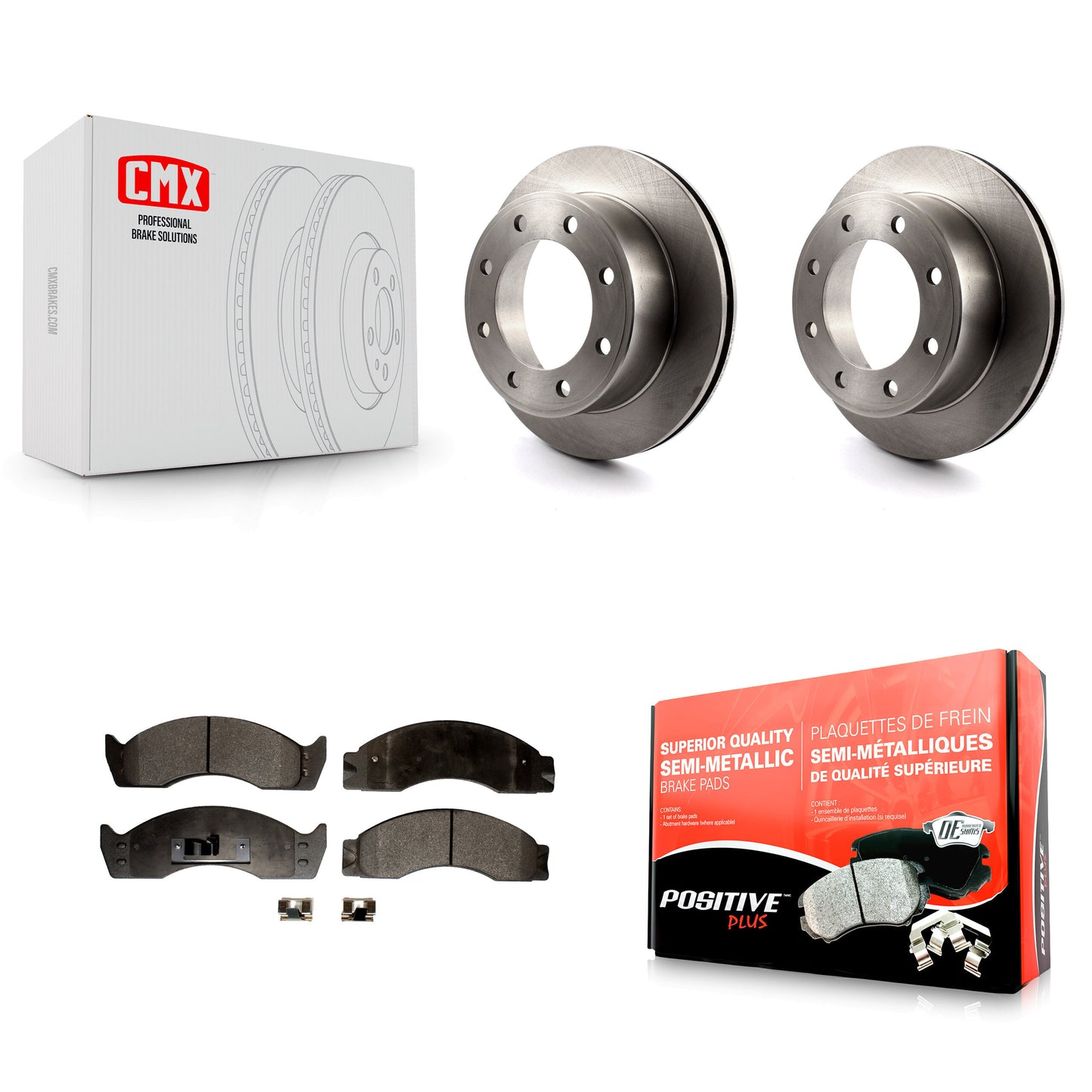 [Arrière] Kit de Disque et plaquette (semi-métallique) de frein pour 2000-2001 Ford E-450 Econoline Super Duty avec Single Wheels K8F-101585