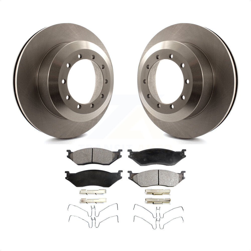 [Arrière] Kit de Disque et plaquette (semi-métallique) de frein pour Ford F-450 Super Duty F-550 International IC Corporation LCF CF500 CF600 TerraStar AE School Bus AC Commercial K8F-101608 par Transit Auto
