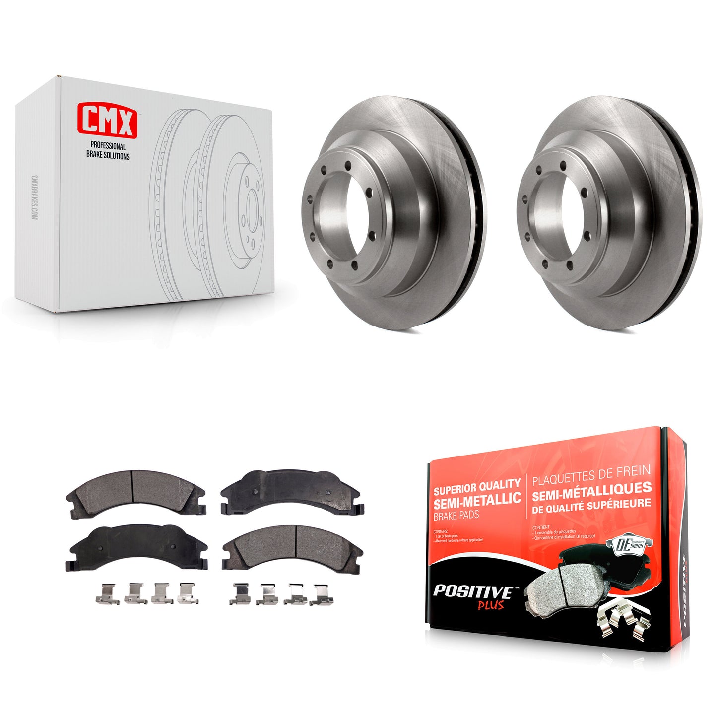 [Arrière] Kit de Disque et plaquette (semi-métallique) de frein pour Ford E-350 Super Duty Econoline avec Dual Wheels K8F-101618