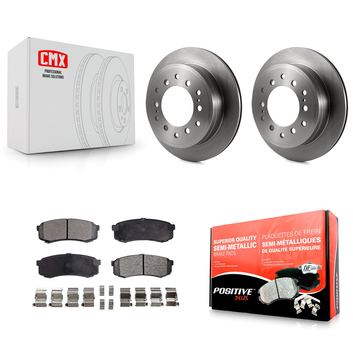 [Arrière] Kit de Disque et plaquette (semi-métallique) de frein pour Toyota 4Runner Sequoia FJ Cruiser Lexus GX470 K8F-103107