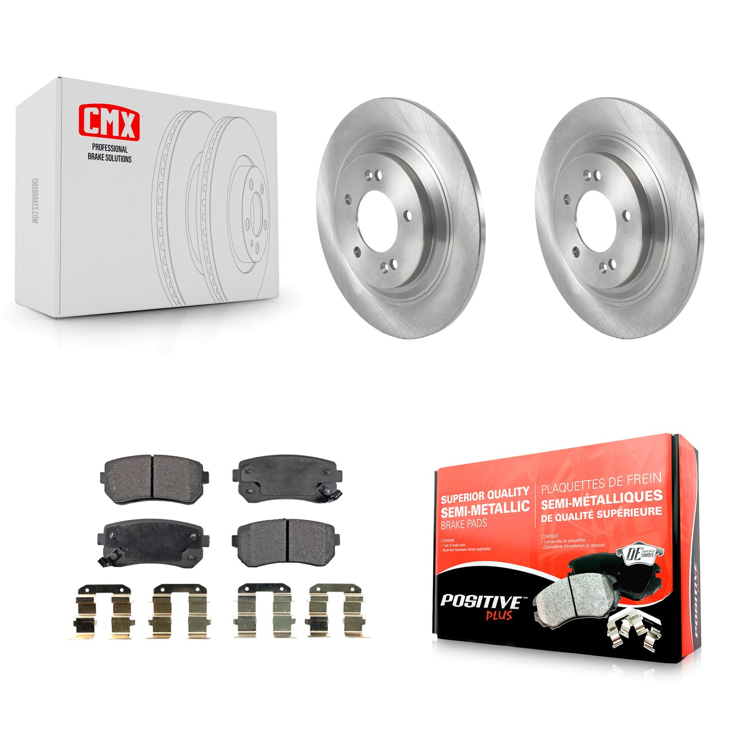 [Arrière] Kit de Disque et plaquette (semi-métallique) de frein pour 2017 Kia Cadenza Limited Technology avec Manual Parking K8F-103531