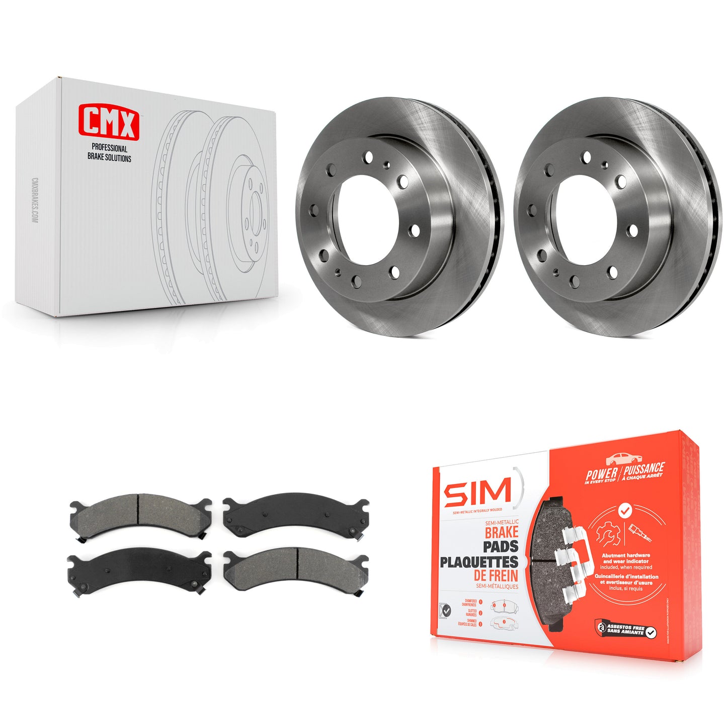 [Avant] Kit de Disque et plaquette (semi-métallique) de frein pour Chevrolet Silverado 2500 HD GMC Express 3500 Sierra Cadillac DeVille Savana Hummer H2 Classic 1500 Suburban Yukon XL Avalanche K8S-100024