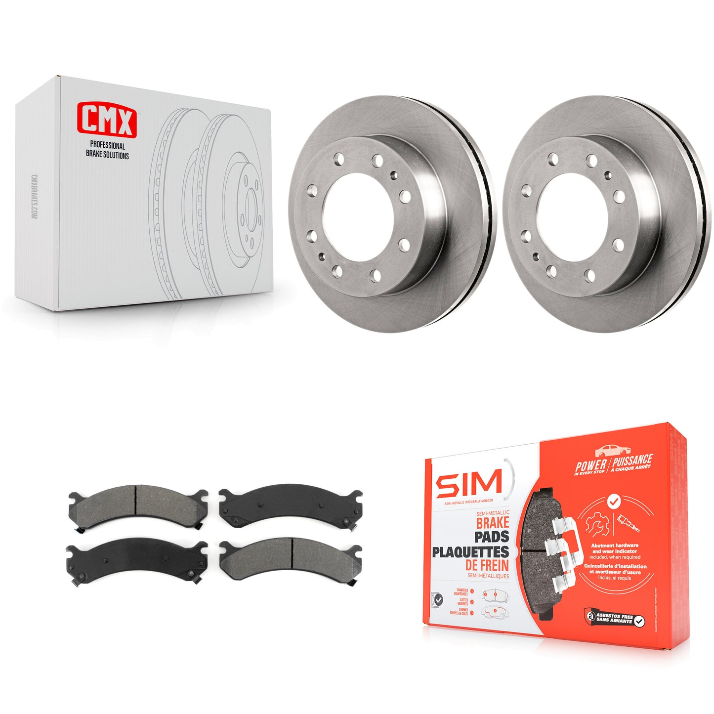 [Avant] Kit de Disque et plaquette (semi-métallique) de frein pour Chevrolet Express 3500 GMC Savana Silverado HD Sierra Classic 4500 K8S-100027
