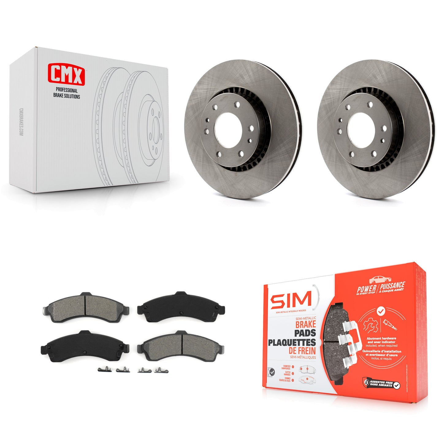 [Avant] Kit de Disque et plaquette (semi-métallique) de frein pour Chevrolet Trailblazer GMC EXT Envoy XL Buick Rainier XUV SSR Isuzu Ascender Saab 9-7x K8S-100030