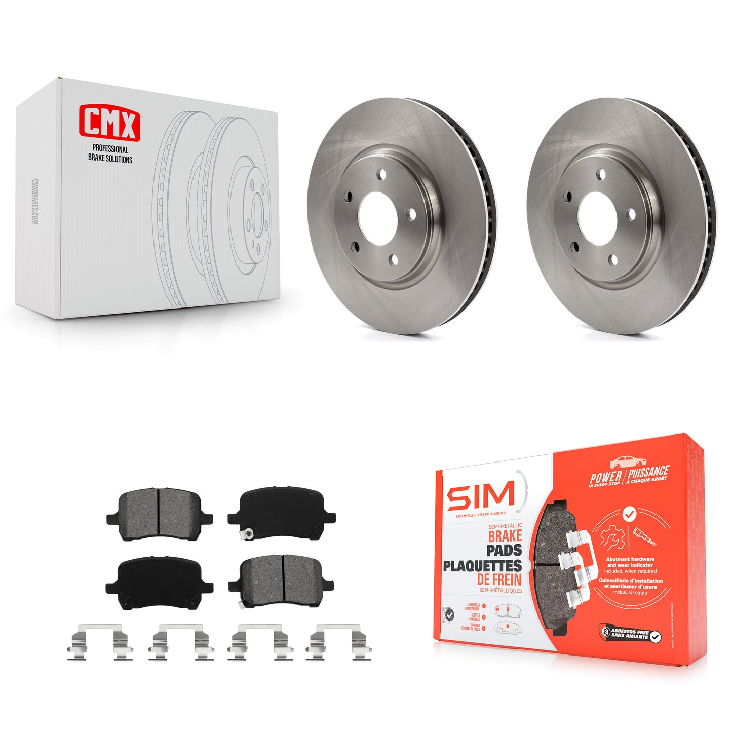 [Avant] Kit de Disque et plaquette (semi-métallique) de frein pour Chevrolet Cobalt Malibu Saturn Ion HHR Pontiac G6 Pursuit K8S-100038