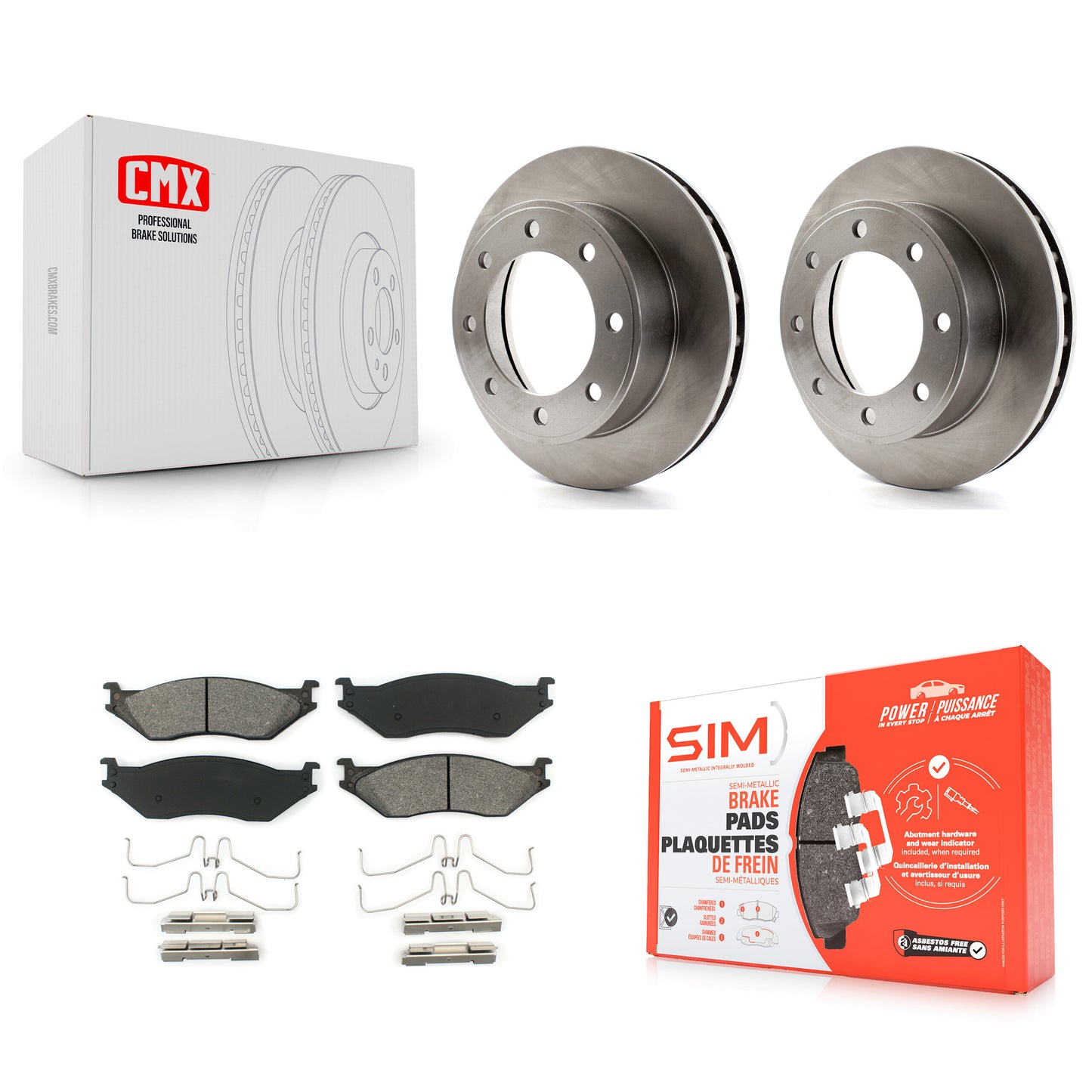 [Avant] Kit de Disque et plaquette (semi-métallique) de frein pour 1999 Ford F-450 Super Duty F-550 avec 13.03" Diameter Rotor To 03/22/99 K8S-100113