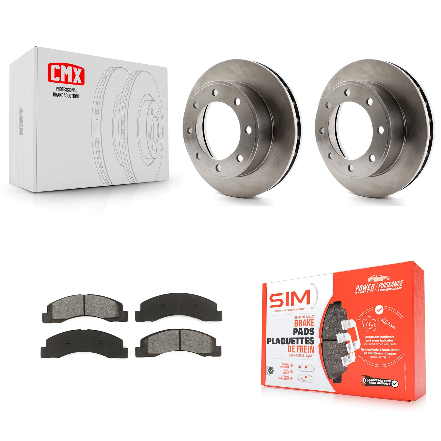 [Avant] Kit de Disque et plaquette (semi-métallique) de frein pour Ford F-250 Super Duty F-350 Excursion 4WD K8S-100114