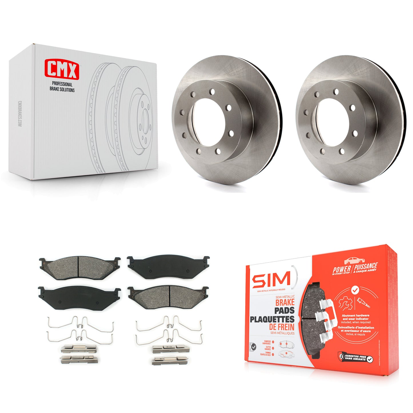 [Avant] Kit de Disque et plaquette (semi-métallique) de frein pour Ford E-550 Super Duty F-450 F-550 Econoline K8S-100124