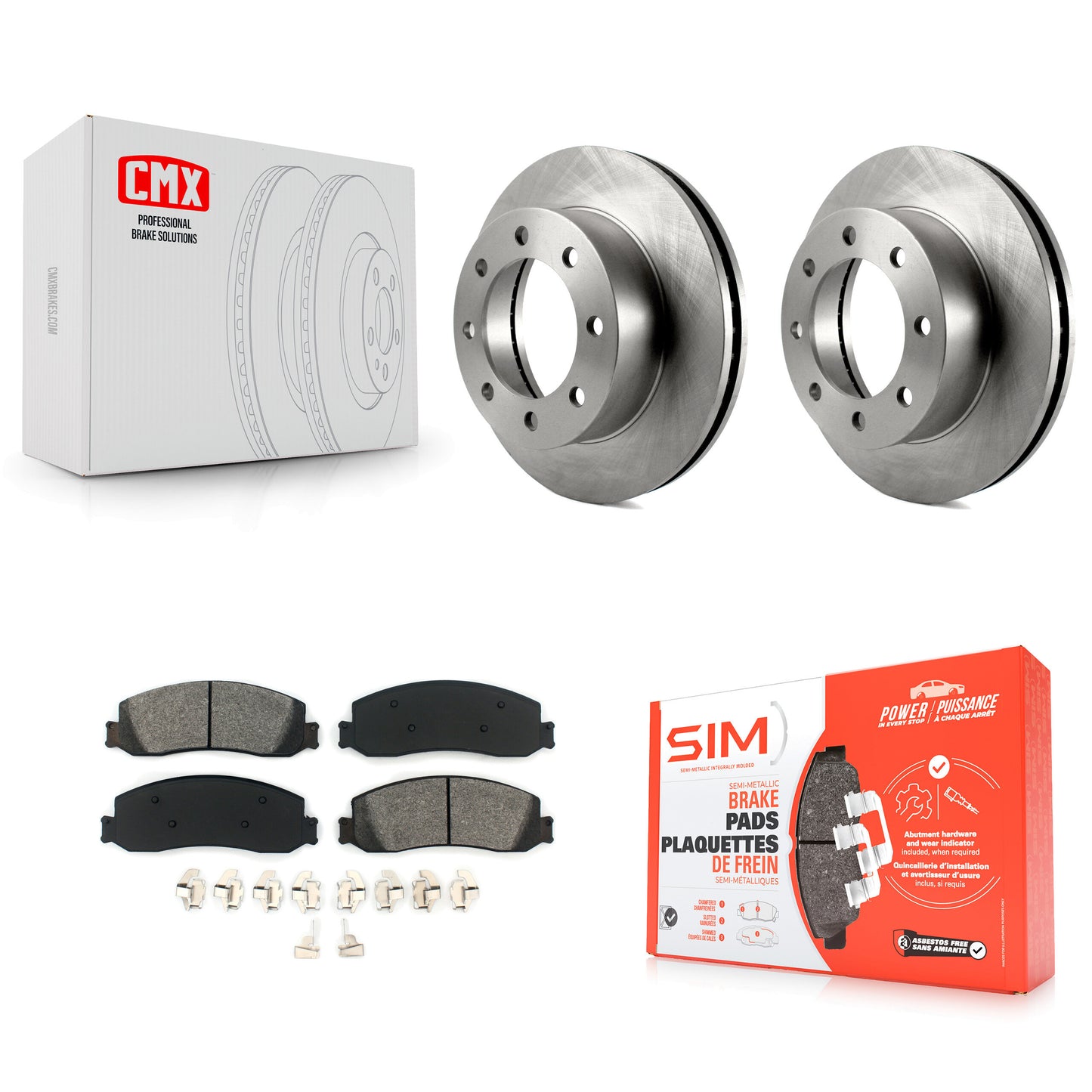 [Avant] Kit de Disque et plaquette (semi-métallique) de frein pour Ford F-250 Super Duty F-350 avec Single Rear Wheels 4WD K8S-100140