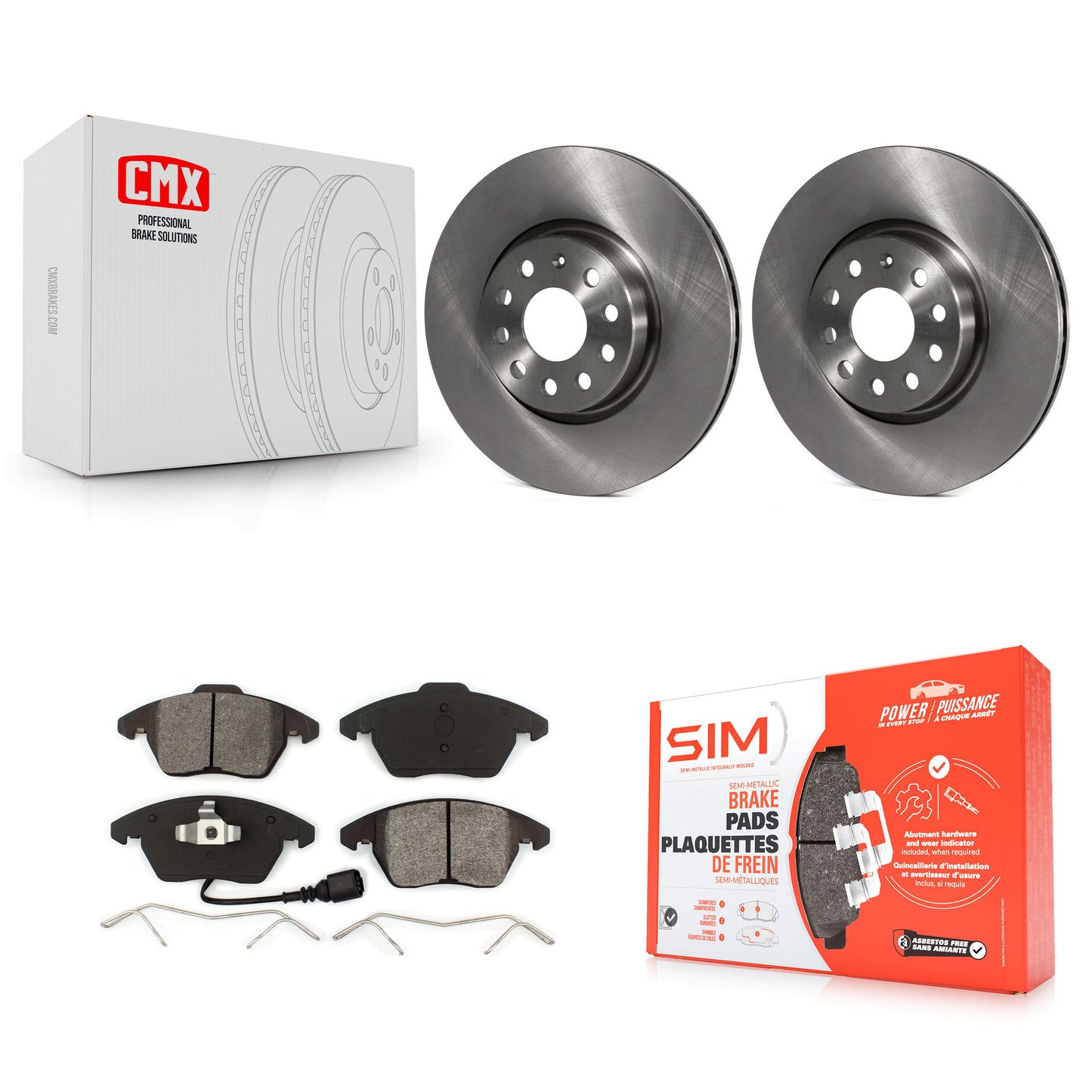 [Avant] Kit de Disque et plaquette (semi-métallique) de frein pour Volkswagen Jetta Beetle CC Passat GTI Eos Audi A3 TT Quattro Golf K8S-100469