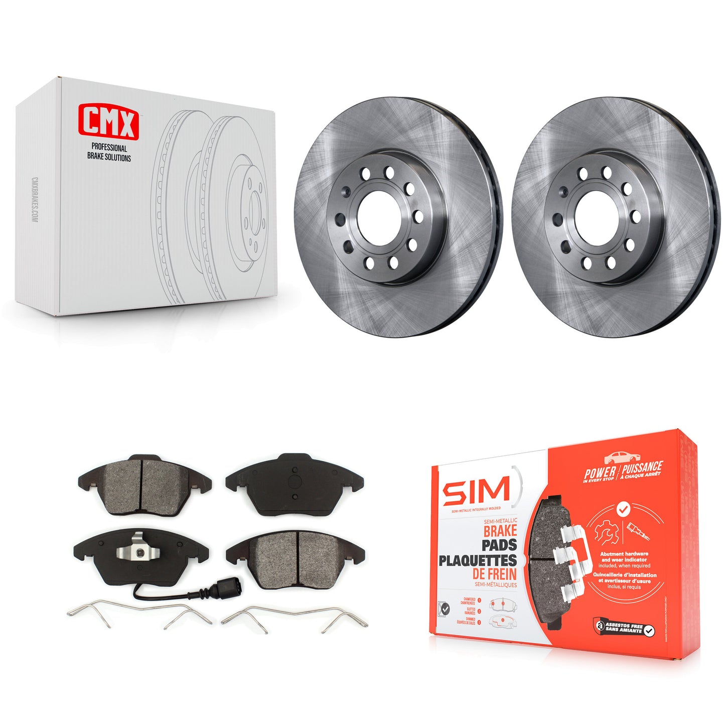 [Avant] Kit de Disque et plaquette (semi-métallique) de frein pour Volkswagen Jetta Beetle Golf Rabbit Eos Audi A3 GTI Quattro K8S-100483