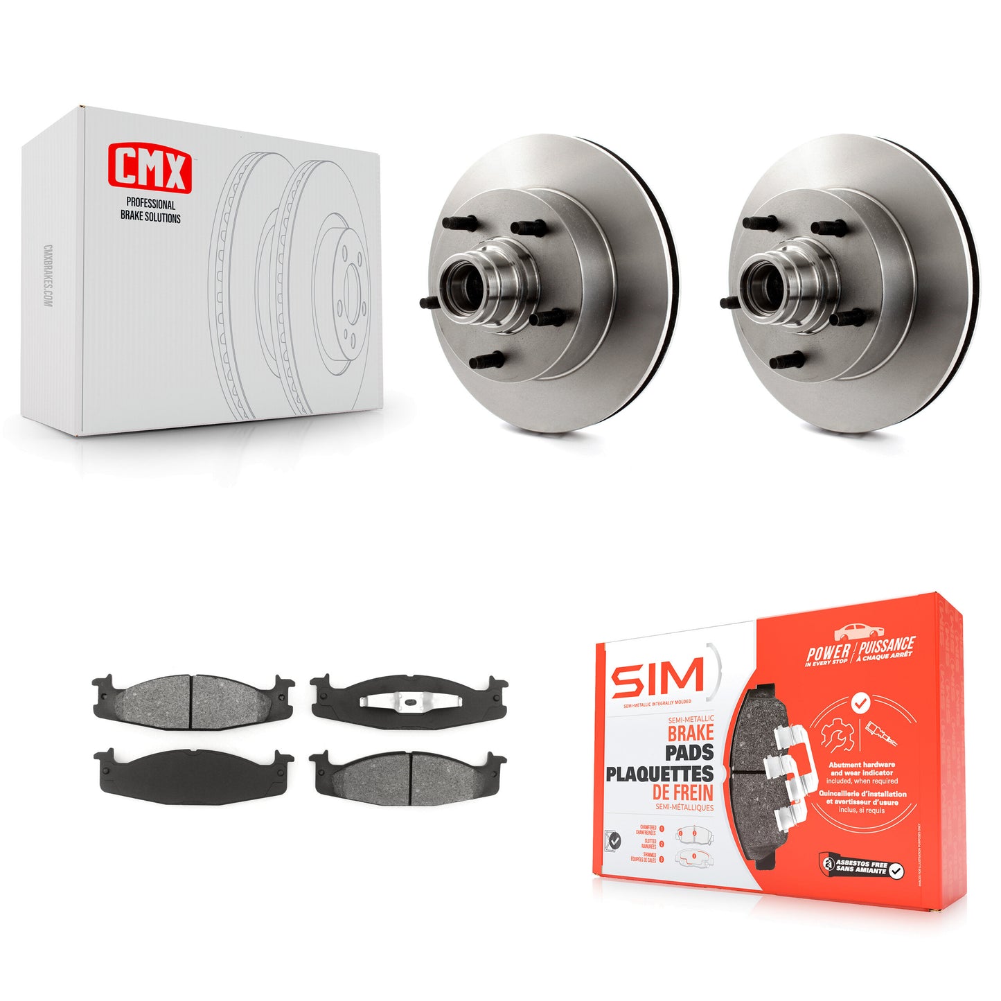 [Avant] Kit de Disque et plaquette (semi-métallique) de frein pour Ford E-150 Econoline Club Wagon K8S-100697