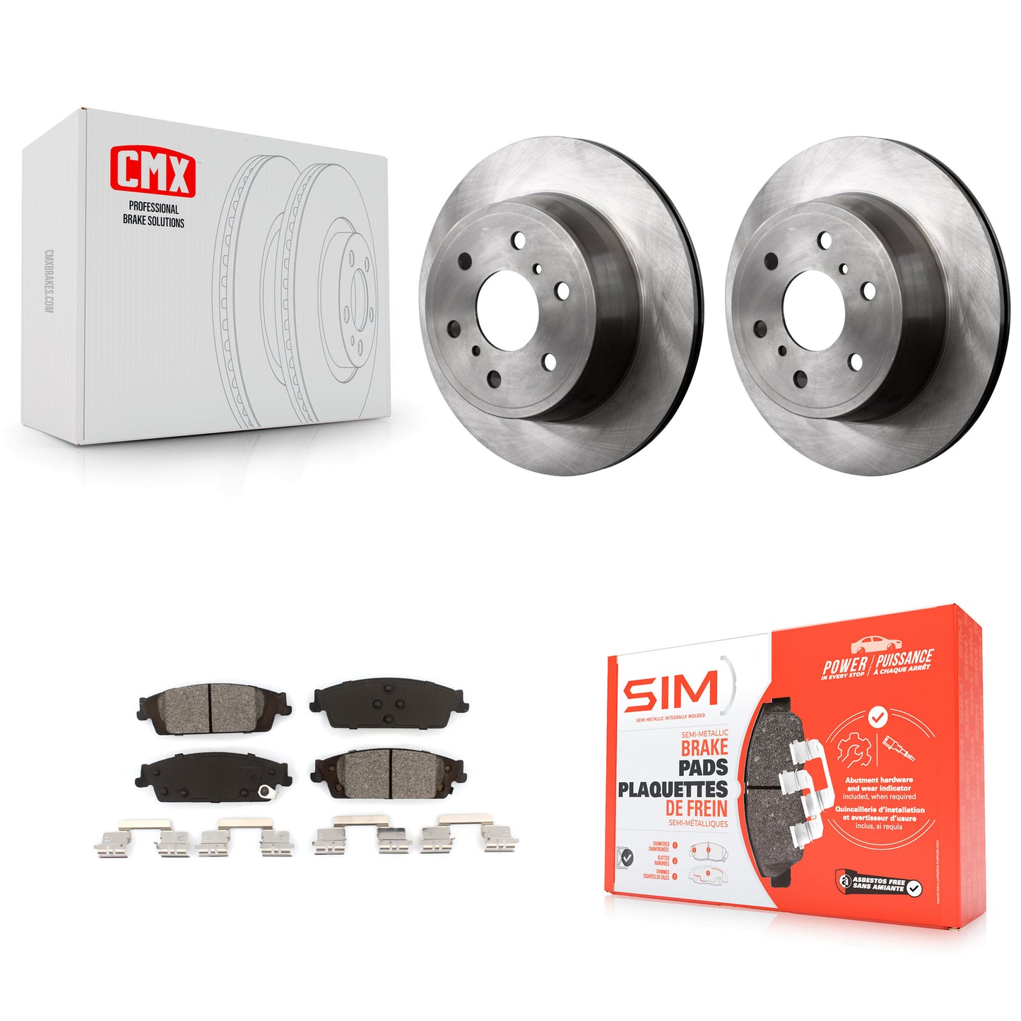 [Arrière] Kit de Disque et plaquette (semi-métallique) de frein pour Chevrolet Silverado 1500 GMC Sierra Tahoe Suburban Yukon Cadillac XL Escalade ESV LD Limited K8S-101552