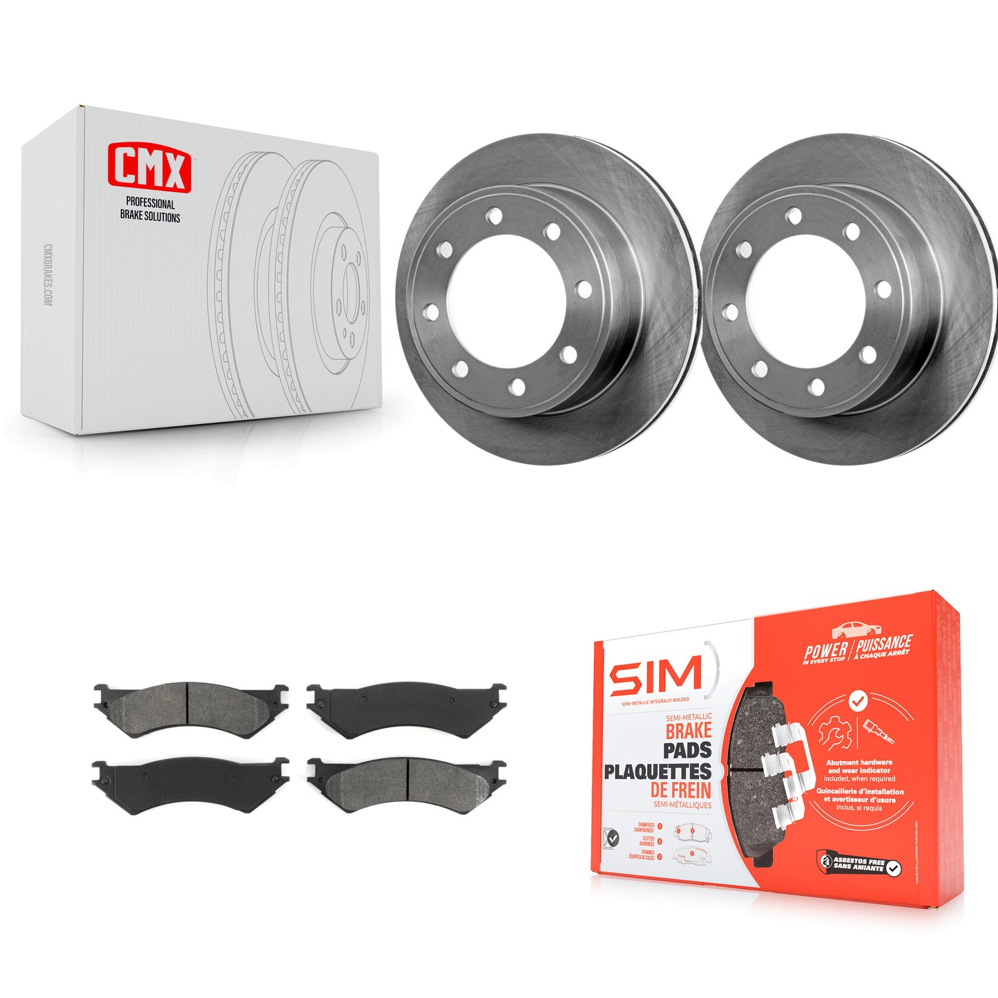 [Arrière] Kit de Disque et plaquette (semi-métallique) de frein pour Ford E-350 Super Duty E-250 Econoline Club Wagon E-150 K8S-101594