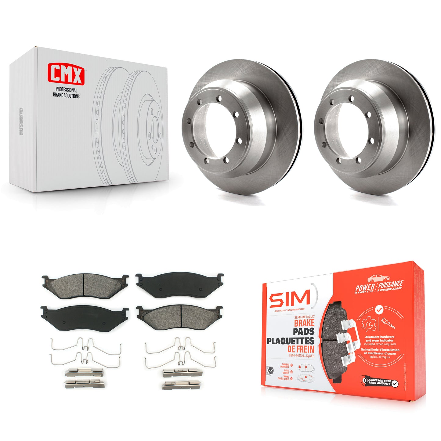 [Arrière] Kit de Disque et plaquette (semi-métallique) de frein pour 2003 Ford F-550 Super Duty avec 8 Lug Wheels K8S-101597