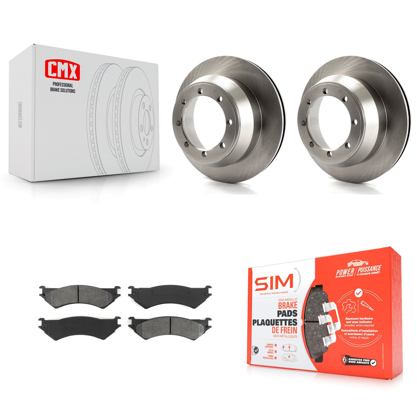 [Arrière] Kit de Disque et plaquette (semi-métallique) de frein pour Ford E-350 Super Duty Econoline Club Wagon F-150 Heritage K8S-101600