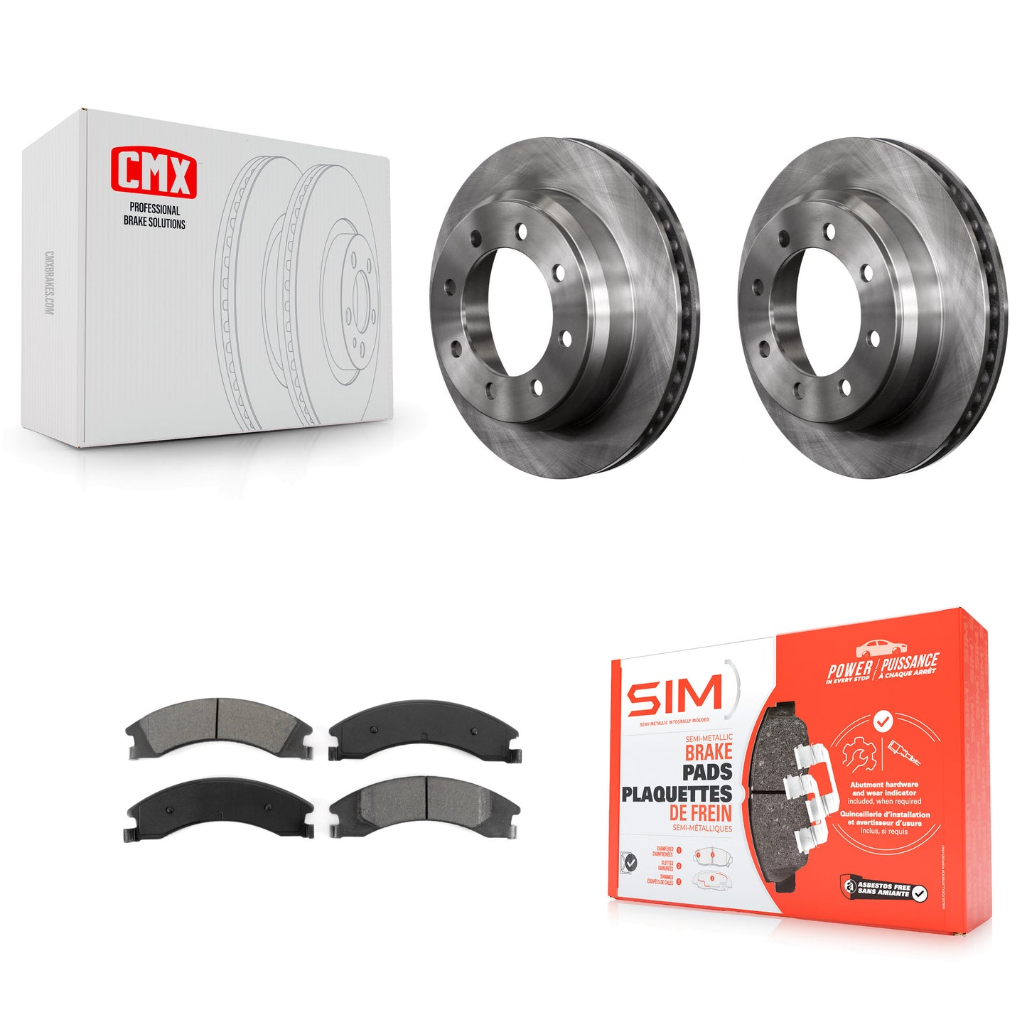 [Arrière] Kit de Disque et plaquette (semi-métallique) de frein pour Ford E-350 Super Duty E-250 E-150 Econoline K8S-101629