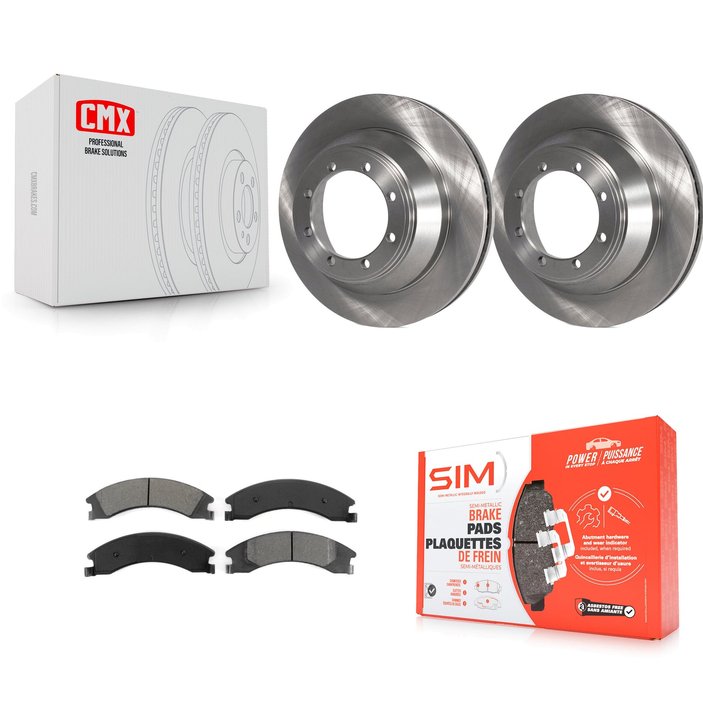 [Arrière] Kit de Disque et plaquette (semi-métallique) de frein pour 2009-2010 Ford E-450 Super Duty DIESEL engine K8S-101634