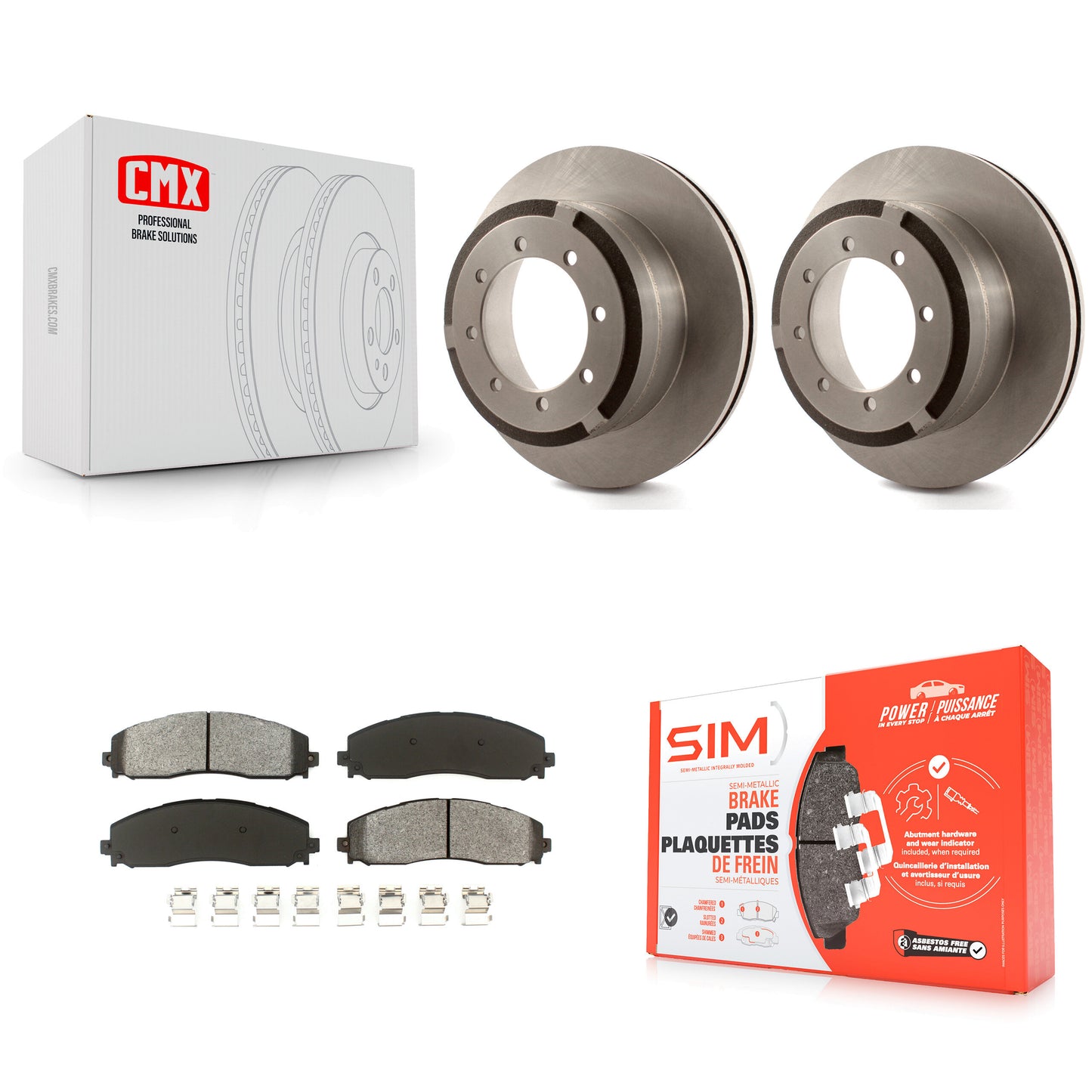 [Arrière] Kit de Disque et plaquette (semi-métallique) de frein pour Ford F-250 Super Duty F-350 F-450 K8S-101645