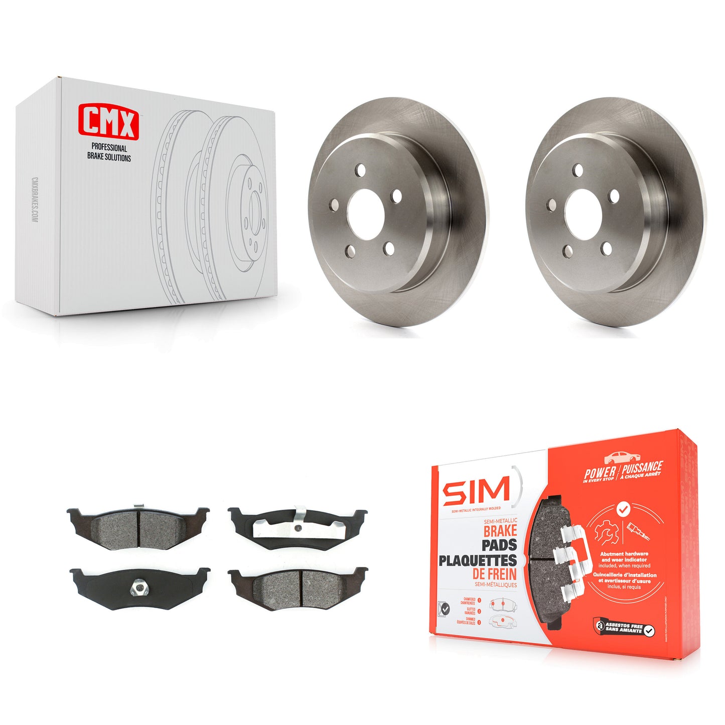 [Arrière] Kit de Disque et plaquette (semi-métallique) de frein pour Chrysler PT Cruiser Dodge Neon Sebring Stratus Plymouth K8S-101651