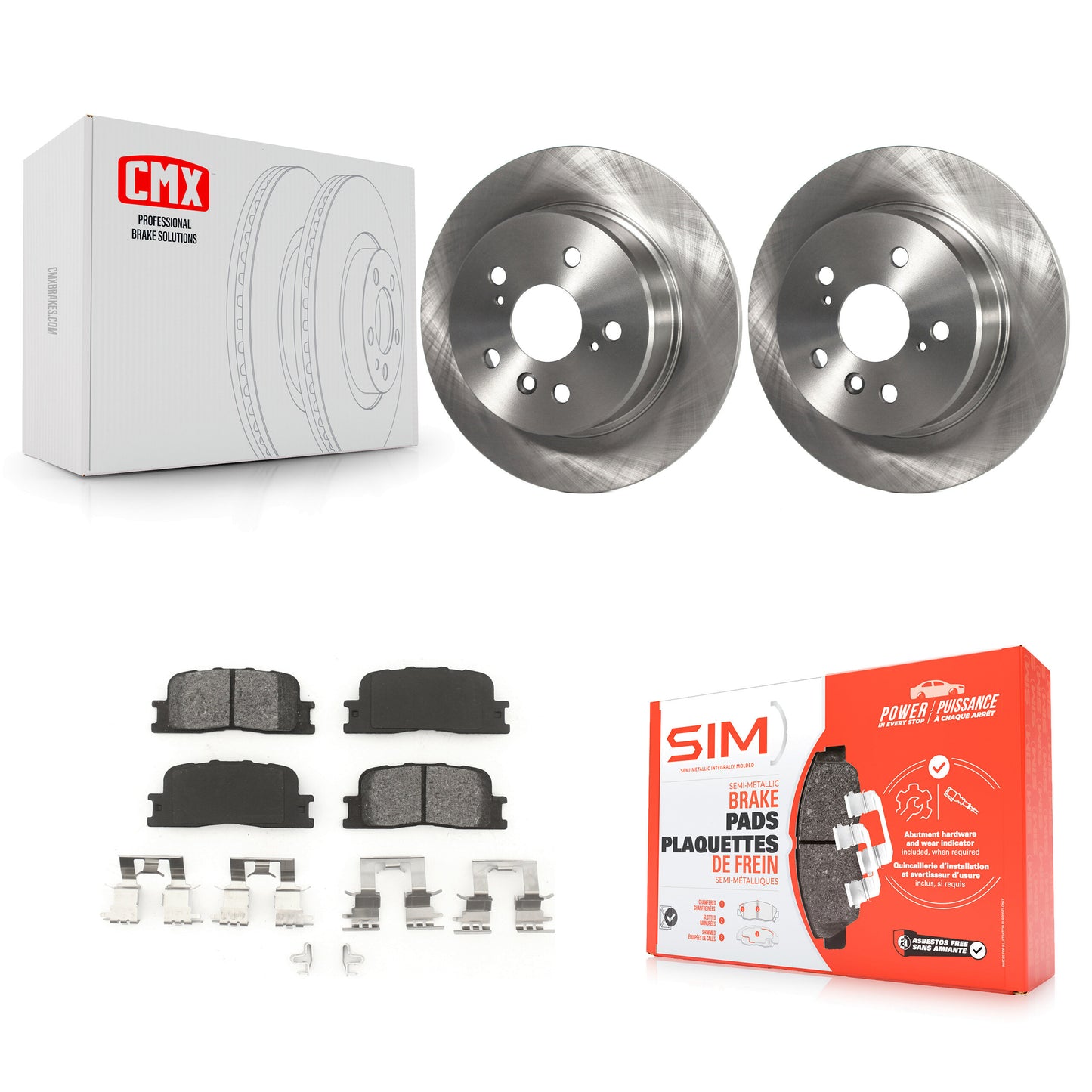 [Arrière] Kit de Disque et plaquette (semi-métallique) de frein pour 2001-2003 Toyota Highlander AWD K8S-101736