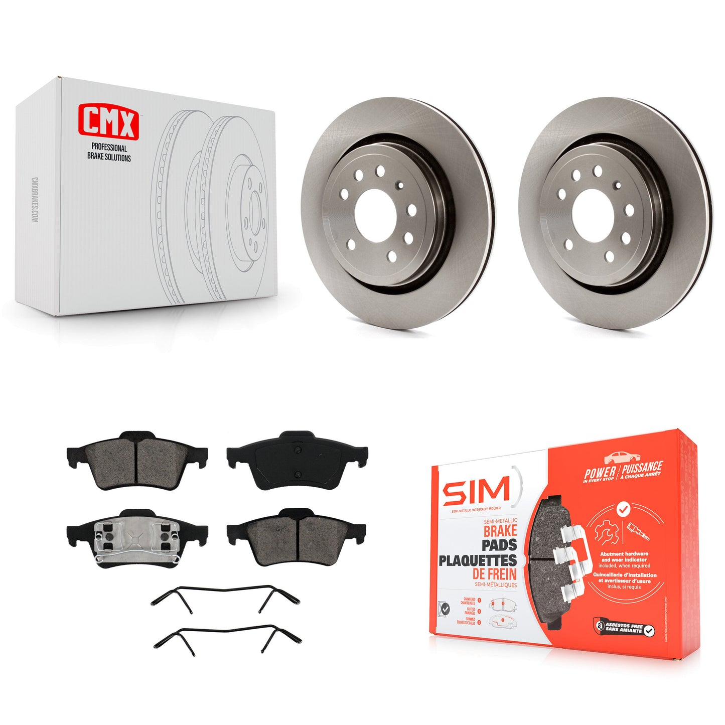 [Arrière] Kit de Disque et plaquette (semi-métallique) de frein pour 2003 Saab 9-3 Sedan avec Vented Rotor K8S-101819