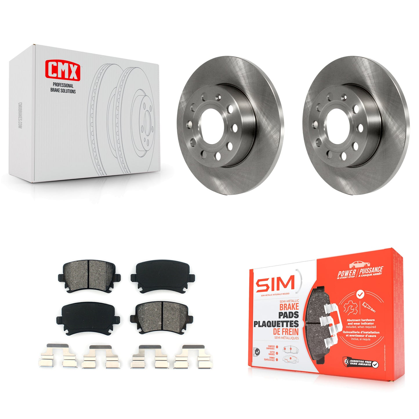 [Arrière] Kit de Disque et plaquette (semi-métallique) de frein pour Volkswagen Jetta Rabbit Audi A3 Quattro K8S-101846
