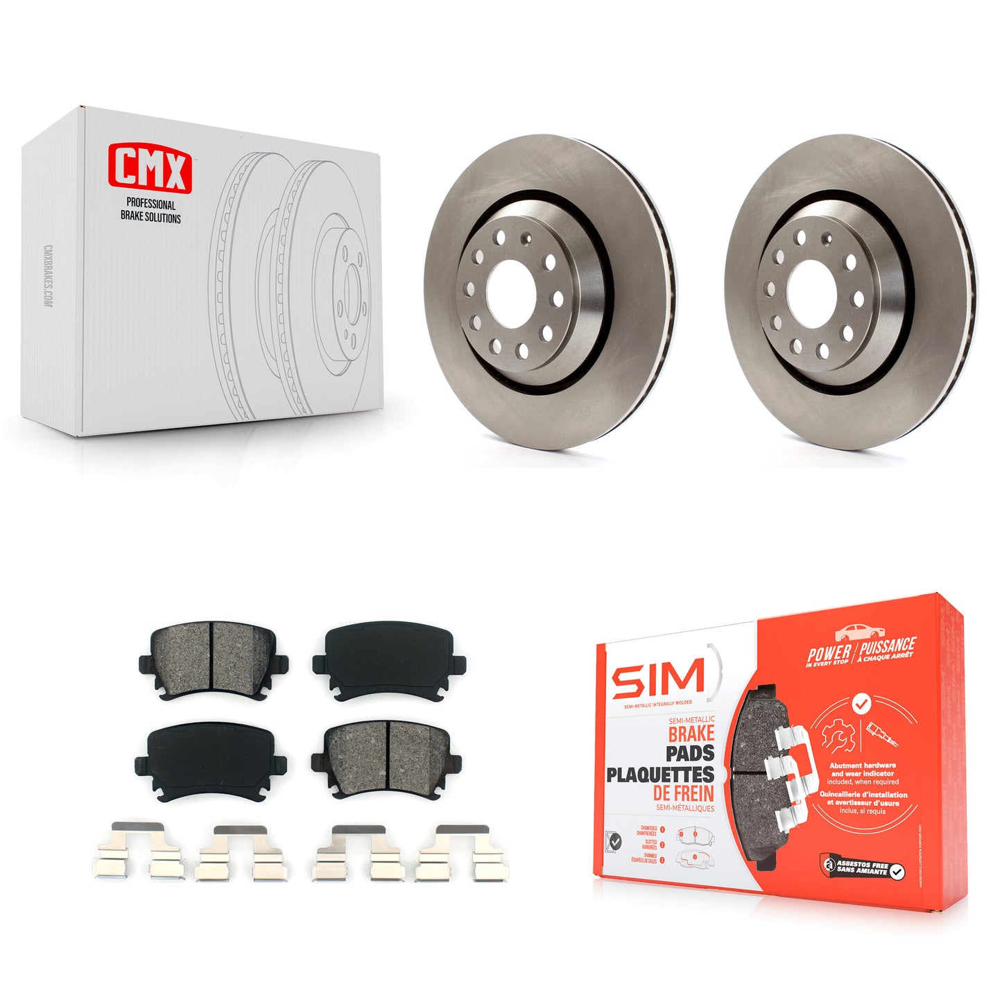 [Arrière] Kit de Disque et plaquette (semi-métallique) de frein pour Volkswagen CC Passat GTI Golf R R32 K8S-101883