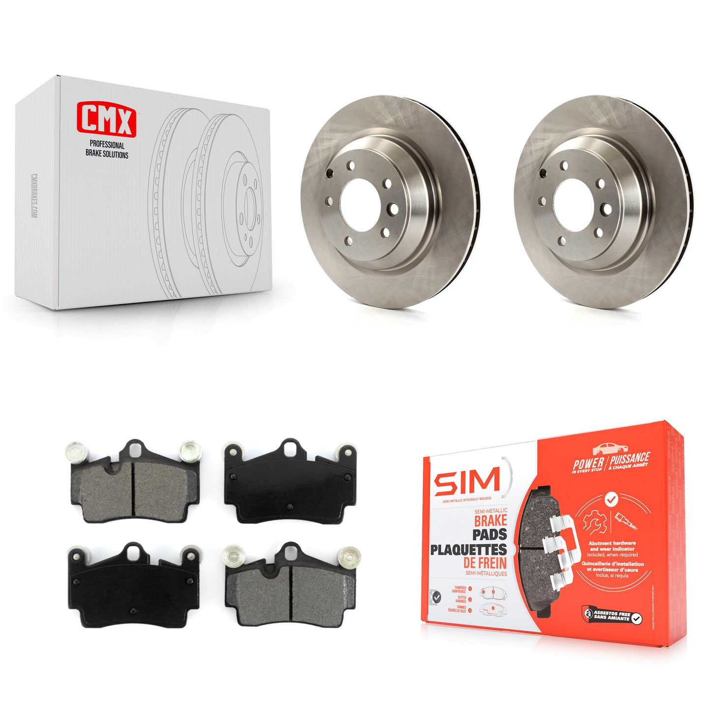 [Arrière] Kit de Disque et plaquette (semi-métallique) de frein pour Porsche Cayenne Audi Q7 avec 358mm Diameter Rotor K8S-101905