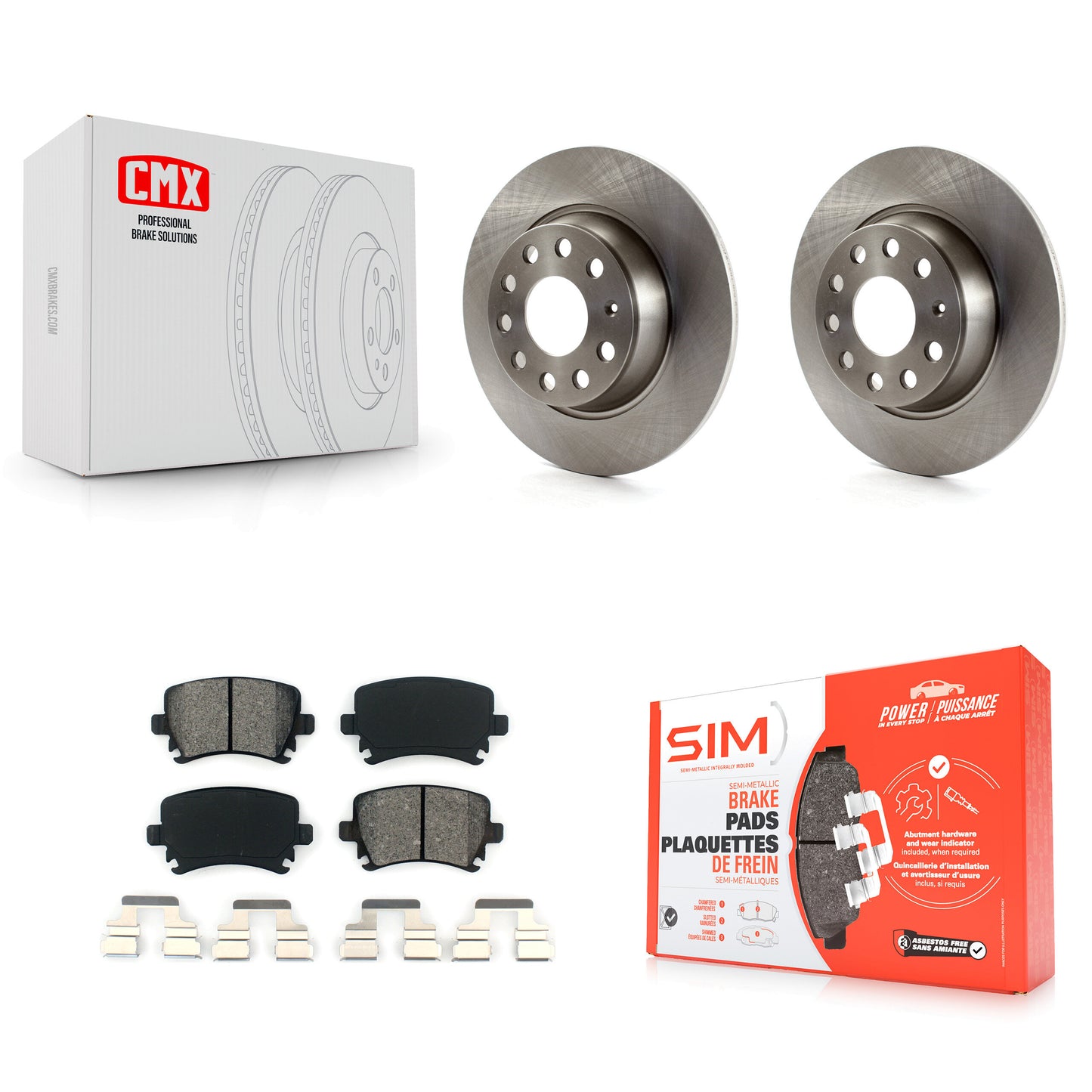 [Arrière] Kit de Disque et plaquette (semi-métallique) de frein pour Volkswagen Jetta Passat GTI Eos Audi A3 Quattro Golf K8S-101909
