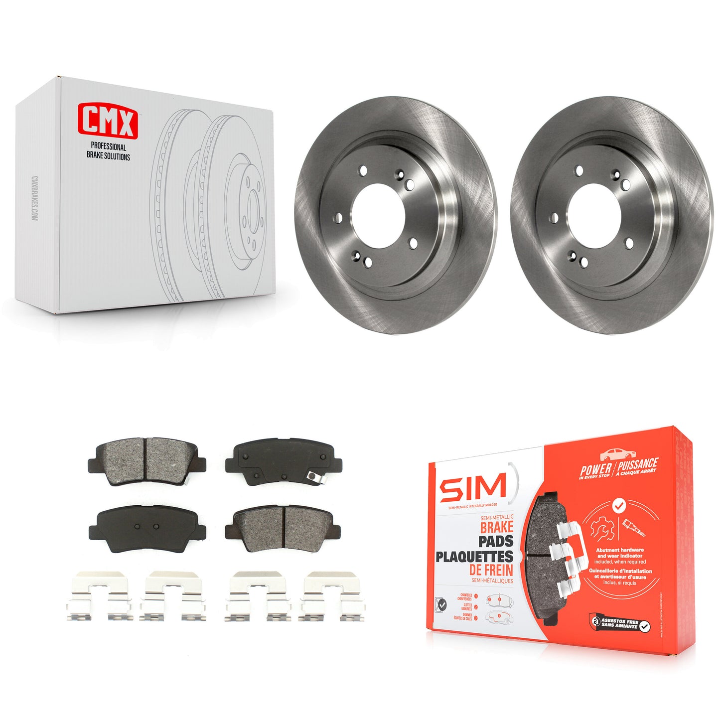 [Arrière] Kit de Disque et plaquette (semi-métallique) de frein pour Kia Optima Hyundai Sonata Cadenza Soul EV K8S-101961