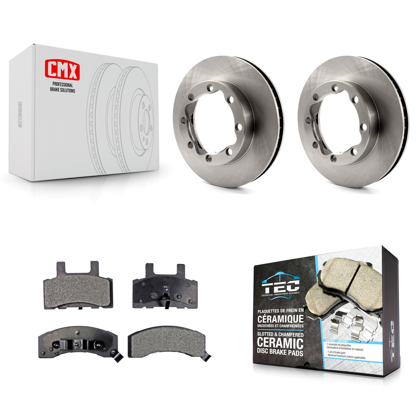 [Avant] Kit de Disque et plaquette (céramique) de frein pour Chevrolet K2500 Dodge Ram 2500 K1500 Suburban Tahoe GMC K3500 K8T-100010