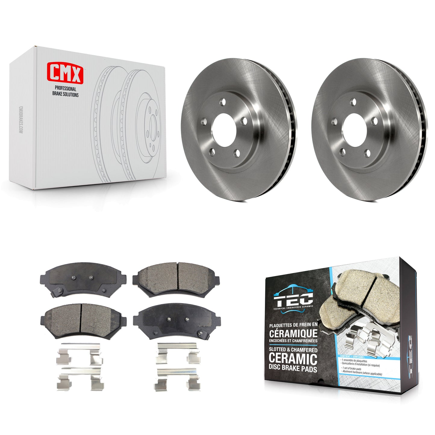 [Avant] Kit de Disque et plaquette (céramique) de frein pour Chevrolet Buick Impala LeSabre Cadillac DeVille Monte Carlo Park Avenue Pontiac Bonneville Oldsmobile Eldorado Aurora Intrigue Riviera K8T-100014