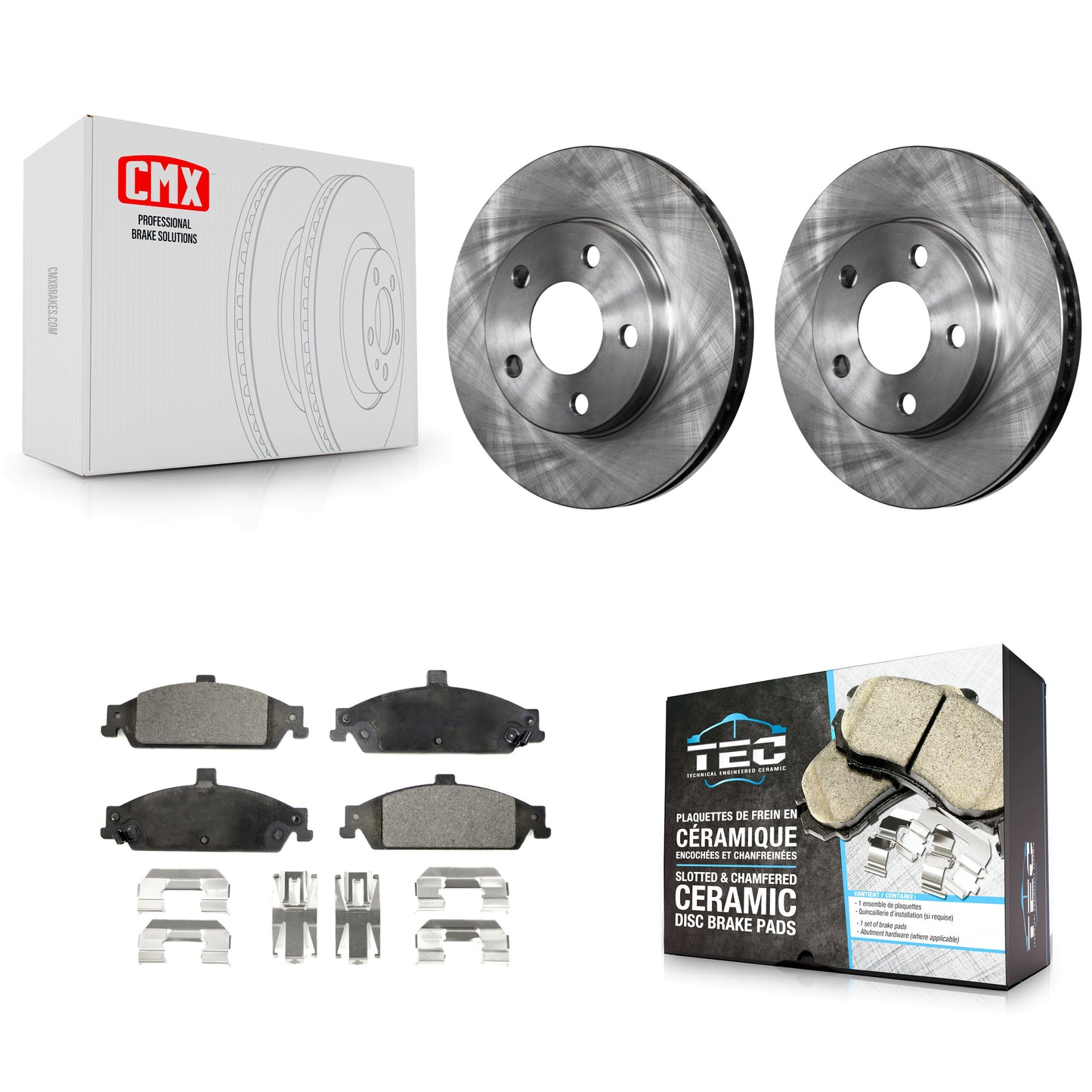 [Avant] Kit de Disque et plaquette (céramique) de frein pour Chevrolet Pontiac Grand Am Malibu Oldsmobile Alero Classic Cutlass K8T-100016