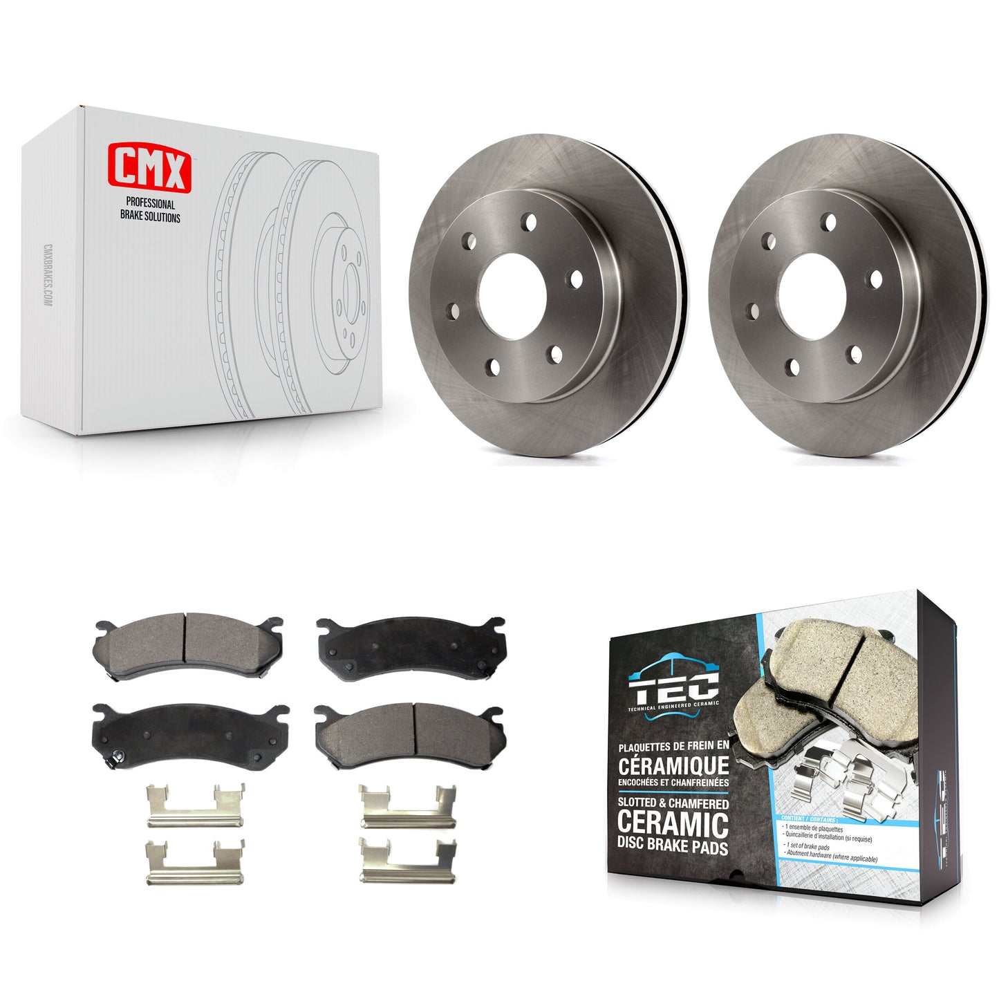 [Avant] Kit de Disque et plaquette (céramique) de frein pour Chevrolet Silverado 1500 GMC Tahoe Sierra Suburban Yukon Avalanche XL Cadillac Classic Escalade Express 2500 Astro ESV EXT Savana Safari K8T-100020
