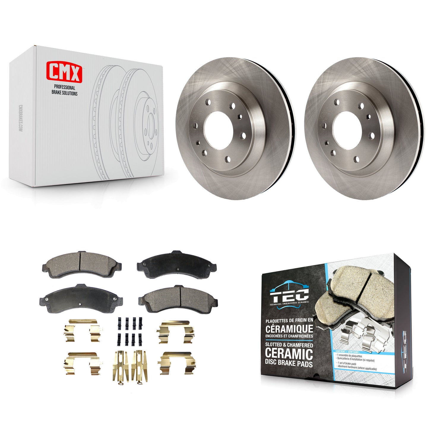 [Avant] Kit de Disque et plaquette (céramique) de frein pour Chevrolet Trailblazer GMC Envoy Buick Rainier Oldsmobile Bravada Isuzu Ascender K8T-100025